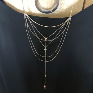 Express Gold Rhinestone Multi-Chain Necklace